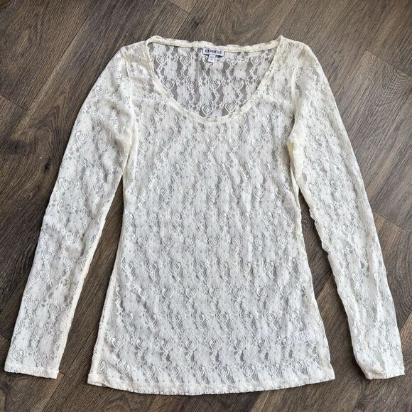 90s Y2k Express Floral Mesh Lace Top Romantic Ethereal Coquette Fairy Size Small - Picture 1 of 5